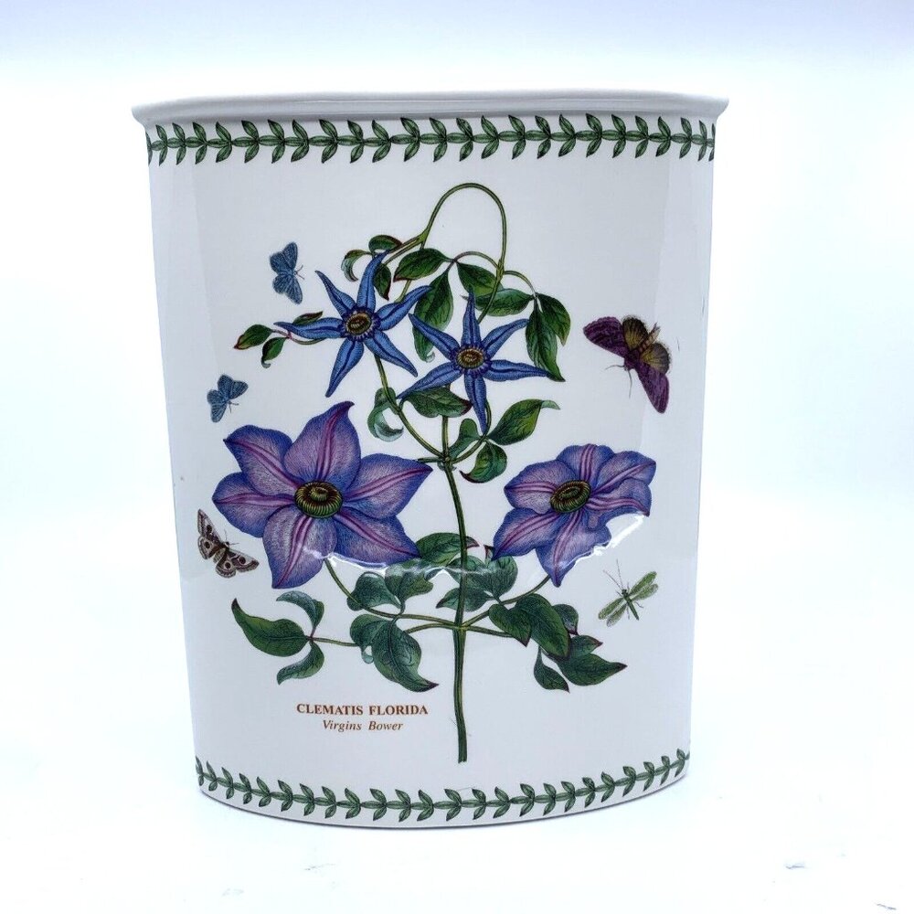 Portmeirion Botanic Garden Marquise Vase Virgins Bower 9 1/4" Clematis Florida